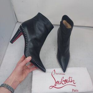 Christian Louboutin Black Vidura Stud Spike Leather Boot